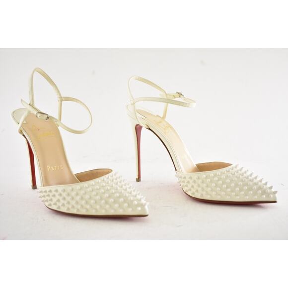 Christian Louboutin Baila Spike 100 Neige White Slingback Strap Heel Pump 36.5 - Picture 3 of 12